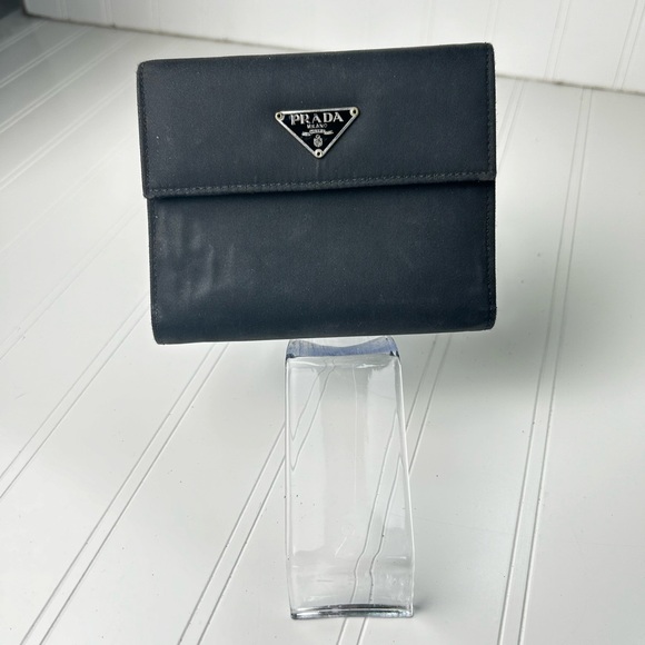Prada Black Tessuto Nylon Compact Trifold Wallet - Picture 2 of 11